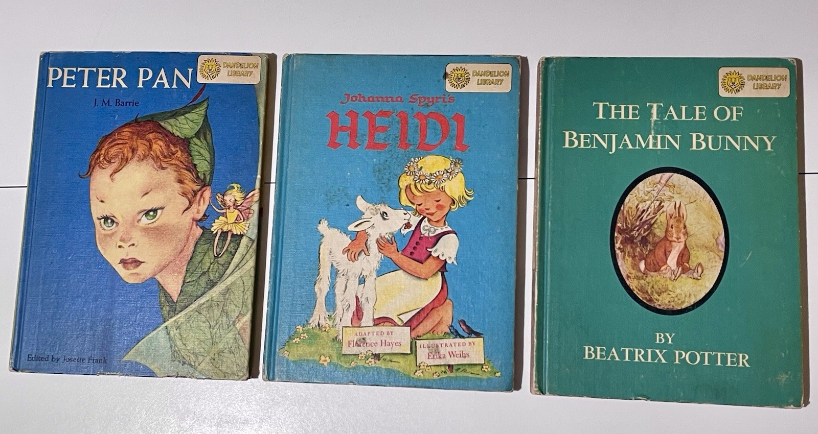 Vintage Dandelion Library 2-in-1 Flip Books Lot of 3 Peter Pan Heidi Alice HC