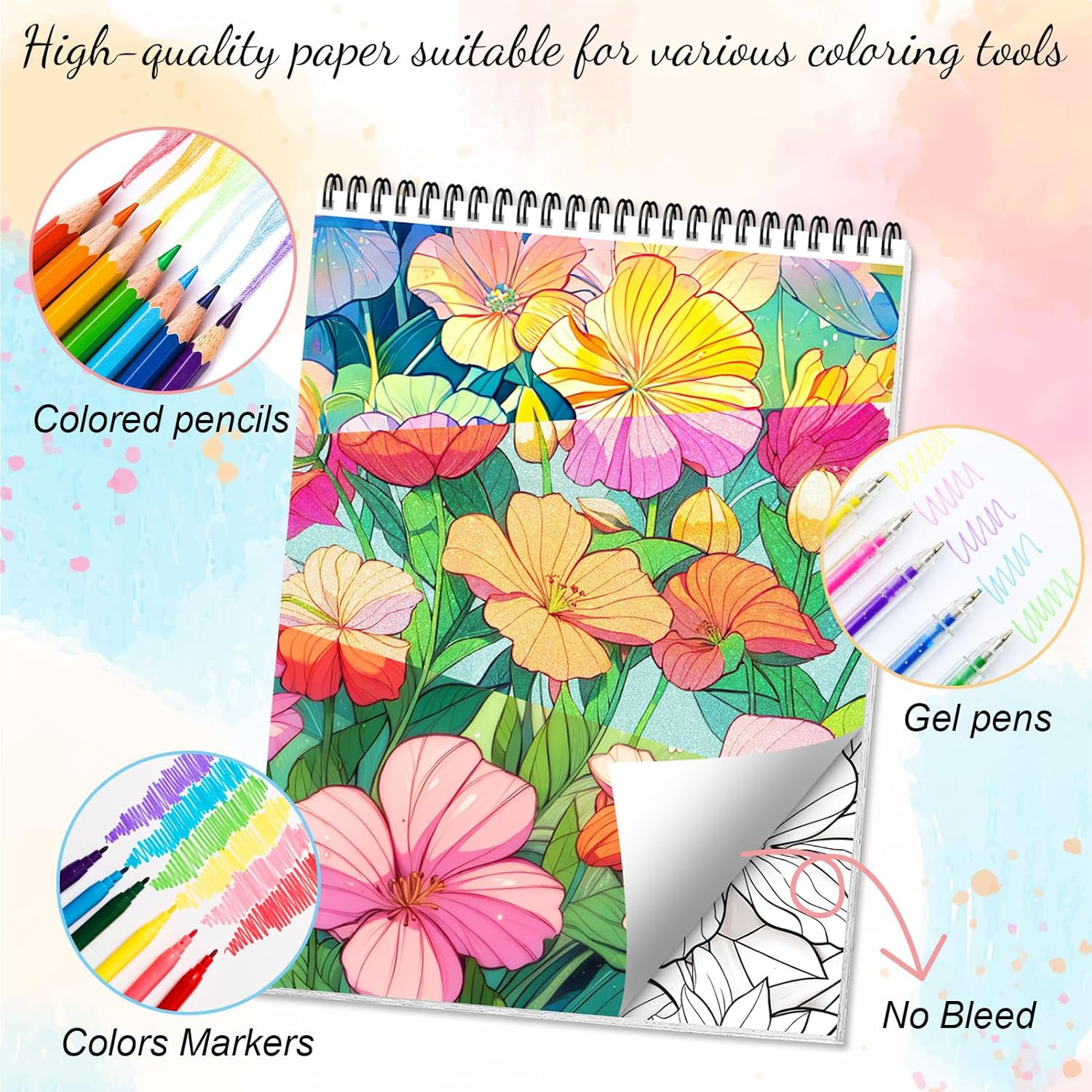 Adult Coloring Book for Women, Coloring Books for Adults Relaxation, Spiral