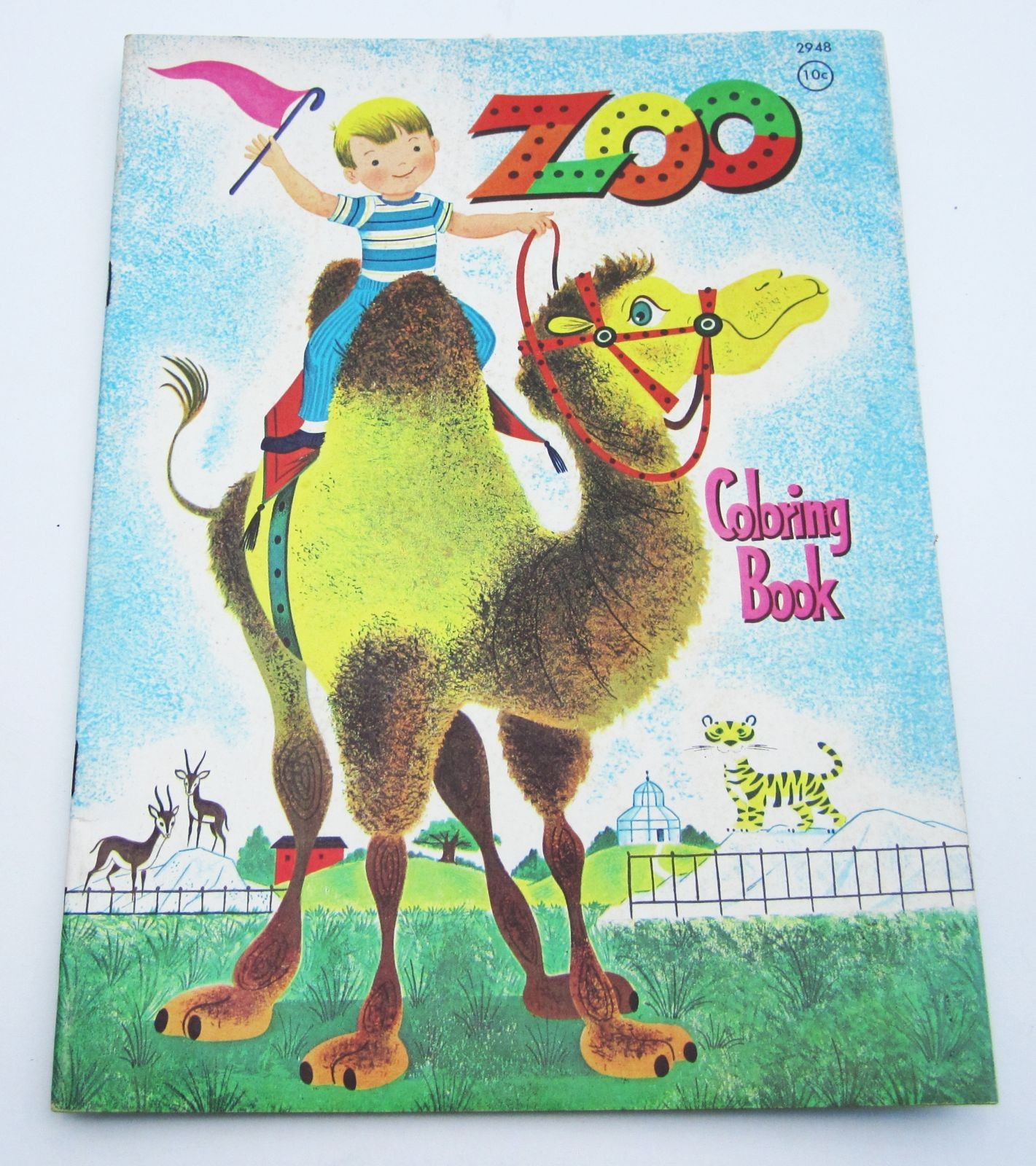 1961 Zoo Coloring Book 2948 Animals Unused Western Publishing Kids Visit