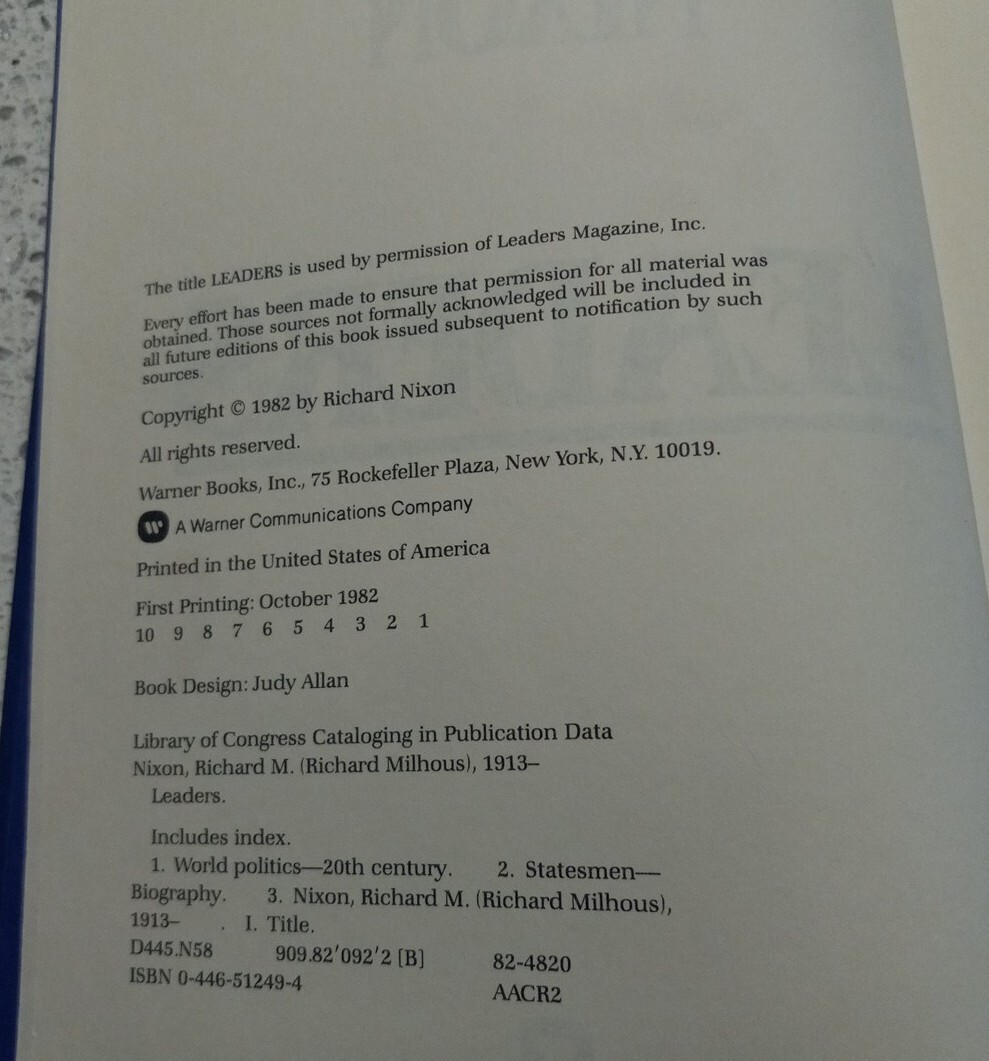 Leaders By Richard Nixon 1982 Book – 371 Pages