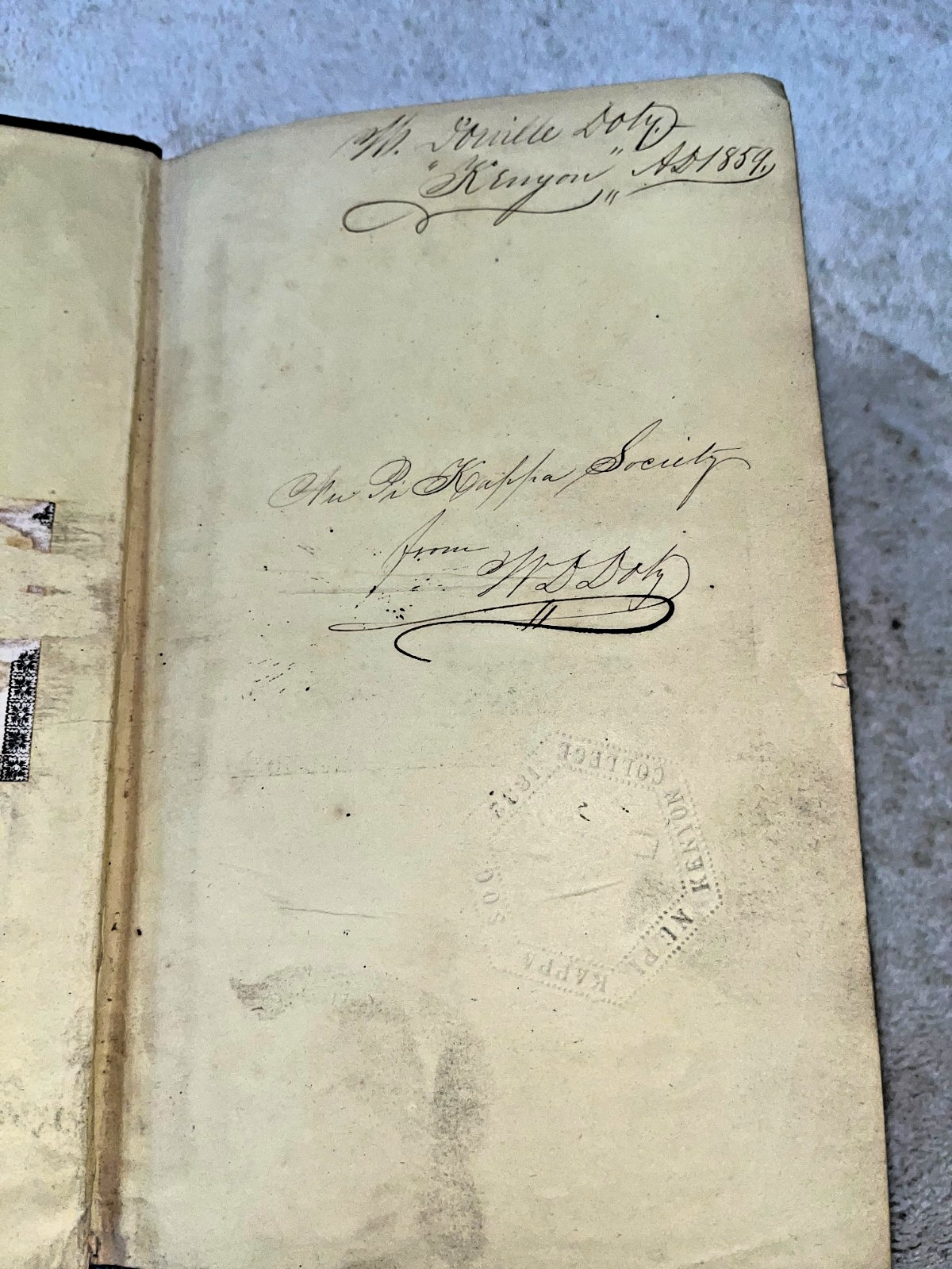 Christians Manual 1857 1st Ed Hobart from Kenyon Collage DETAILS IN DESCRIPTION