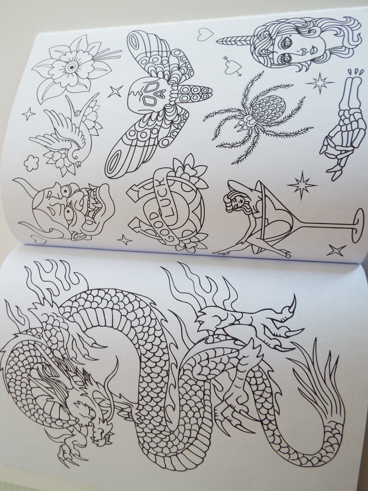 Tattoo Design Coloring Book ~ variety of Images ~ Mindful Coloring 49 pages NEW