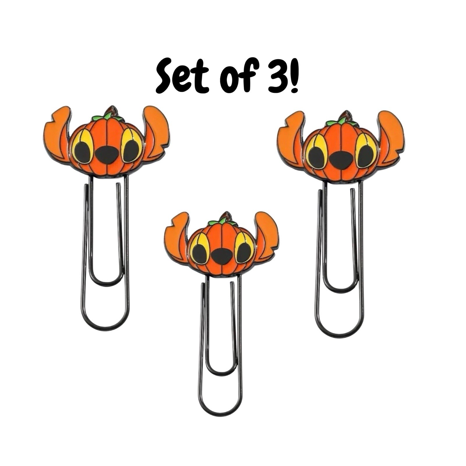 3 Pcs Set Stitch Halloween Bookmark Paperclip Pumpkin Page Marker Kawaii Spooky