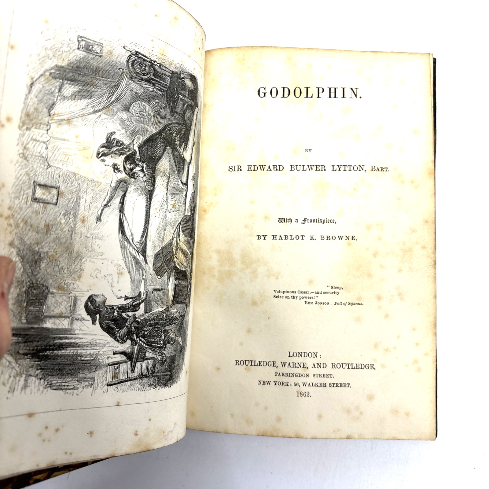 Distressed Old Books with Leather Spines for Decoration. 25.5cm shelf space.