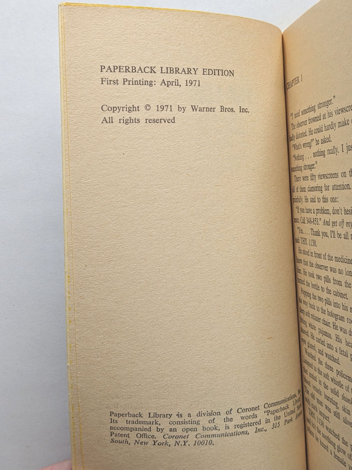 BEN BOVA 1ST EDITION – THX1138 1971 Movie Tie-In Dystopian Robert Duvall
