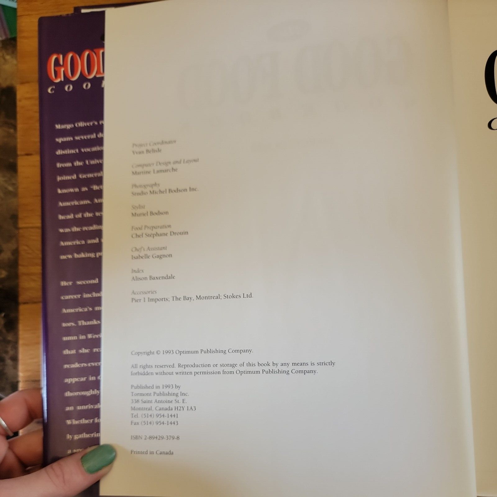 The Good Food Cookbook Hardcover ASIN 2894293798 Margo Oliver (Author) like new