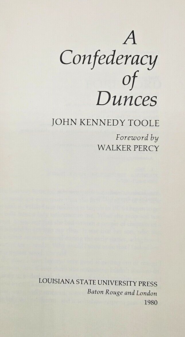 CONFEDERACY OF DUNCES John Kennedy Toole PULITZER PRIZE 1st Edition 3rd Prt 1980