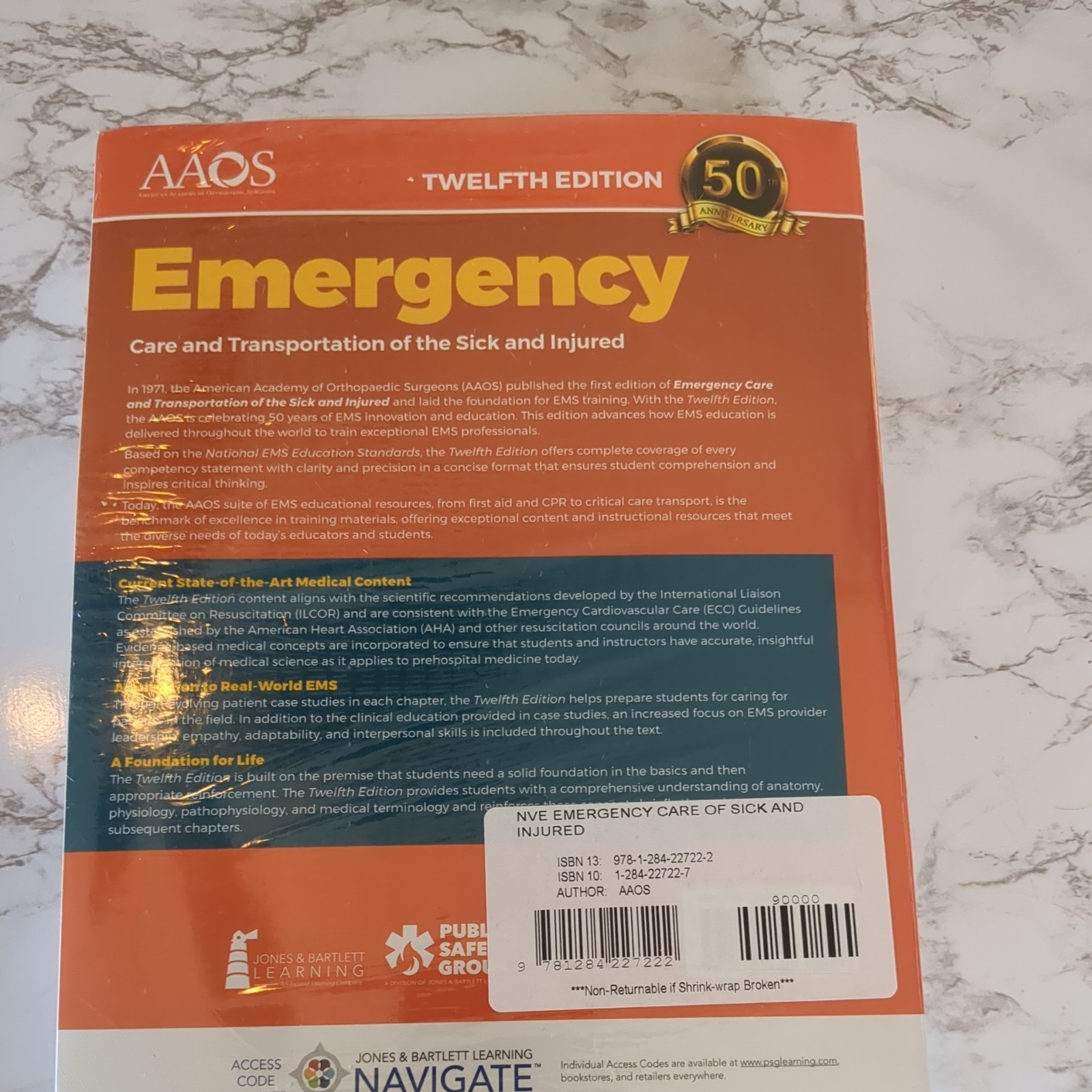 Emergency Care and Transportation of the Sick and Injured 12th ED. ACCESS CODE
