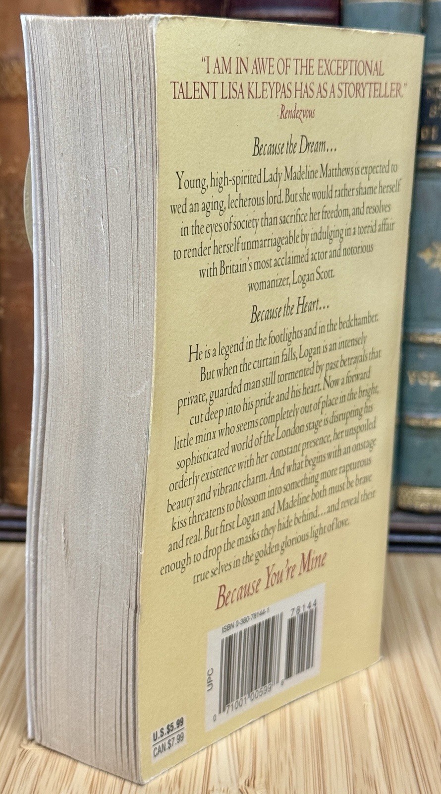 BECAUSE YOU’RE MINE Lisa Kleypas Stepback 1st Printing 1997 Regency Romance