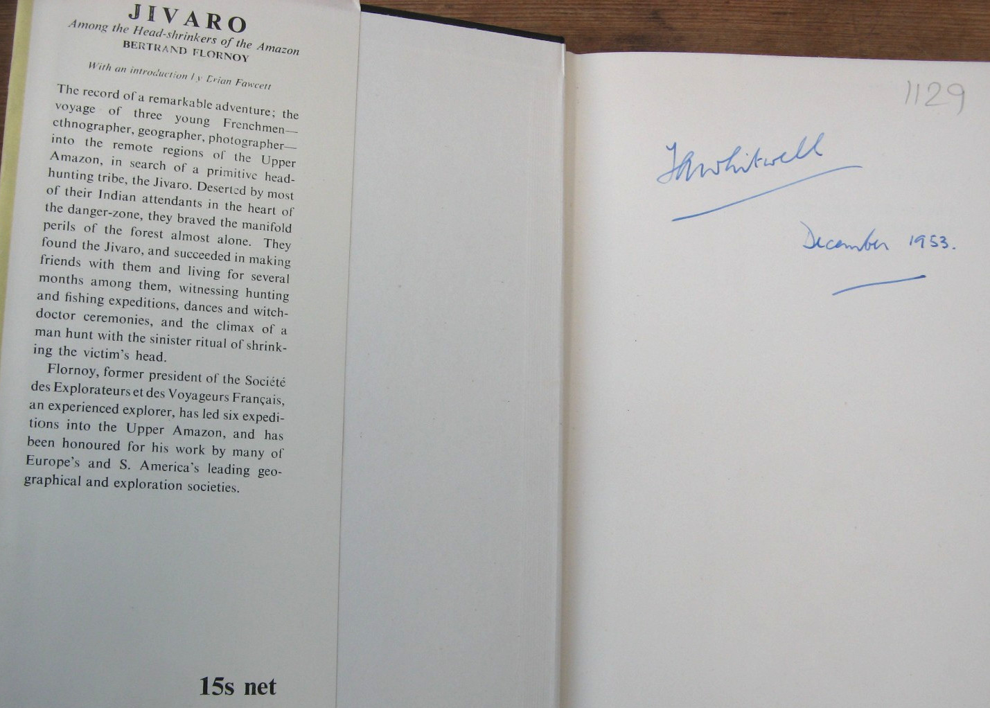 1953 Jivaro Among the Headshrinkers of the Amazon- Bertrand Flornoy 1st Edition
