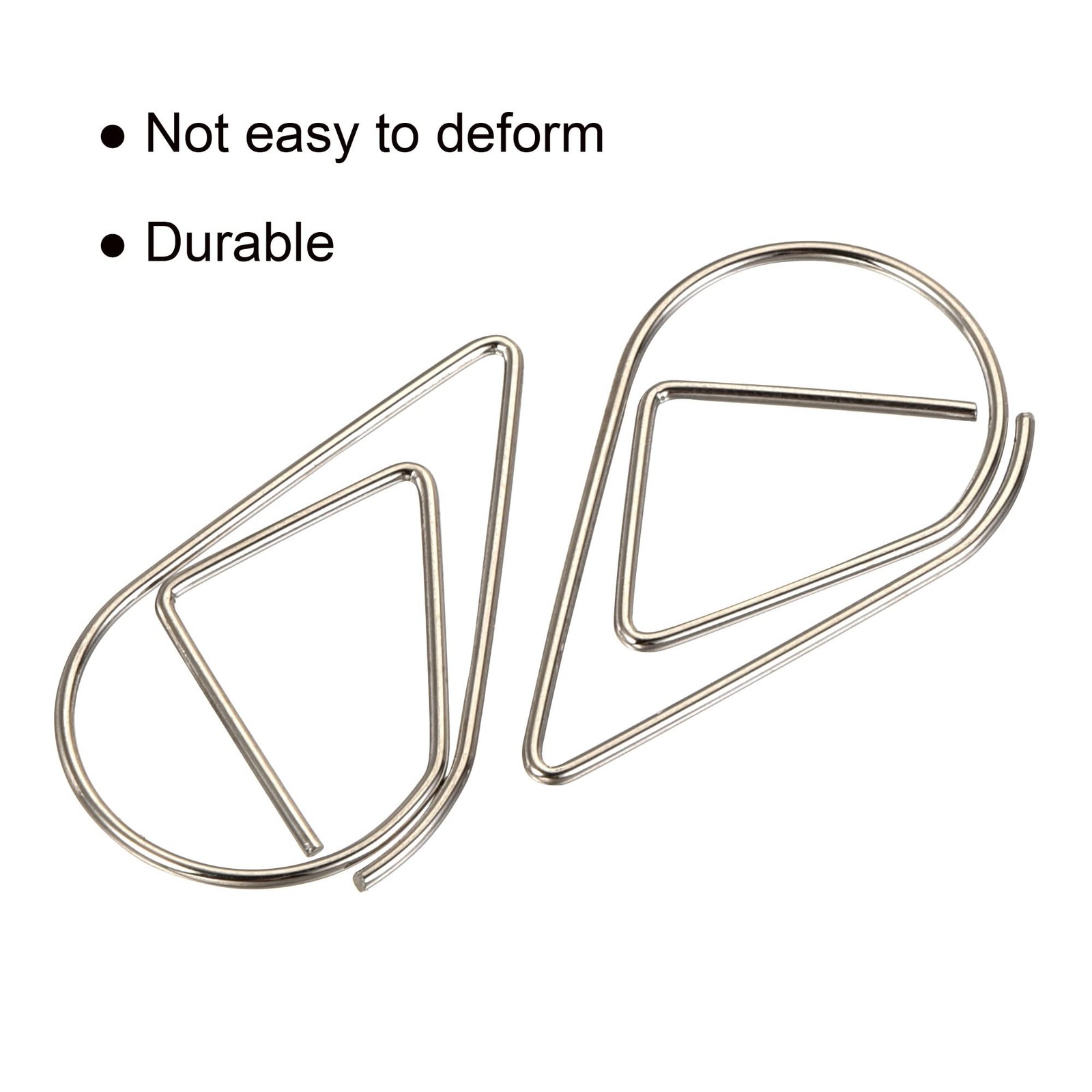 100 PCS Paper Clip DropShaped Cute Decorative Bookmarks with Box 1.3 In Silver