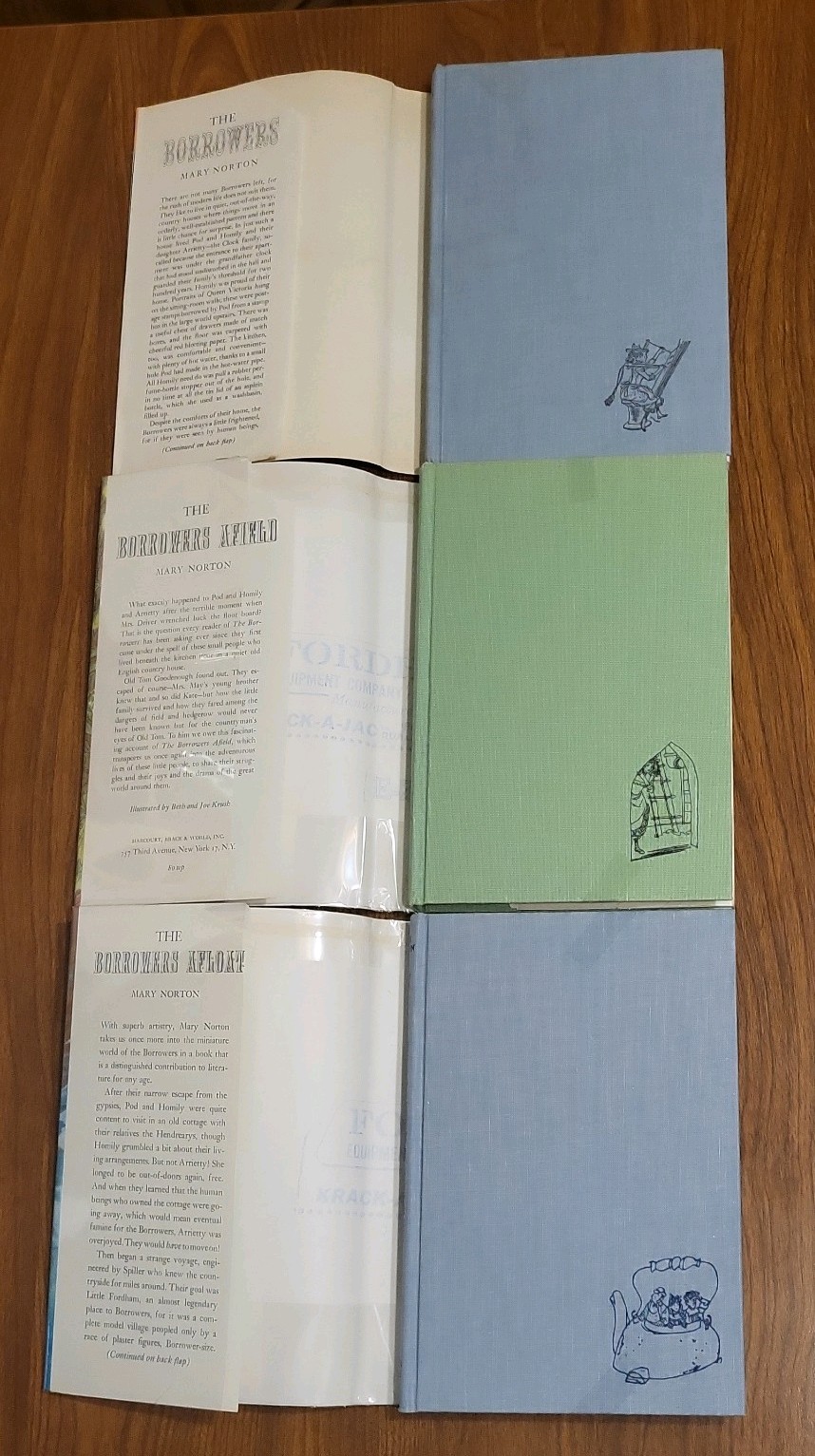 THE BORROWERS Lot of 3 HC/DJ Borrowers, Afloat, Afield 1950s Juv Fantasy Norton