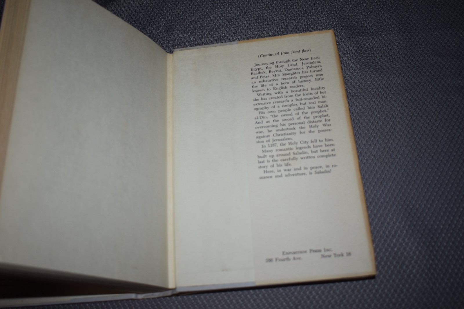Saladin (1138-1193) by Gertrude Slaughter (1st Edition/First Printing,hardcover)