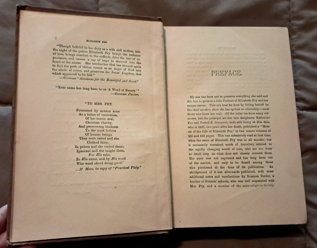 Elizabeth Fry by Edward Ryder, 1883, Prison Reformer, Philanthropist,HC, GOOD