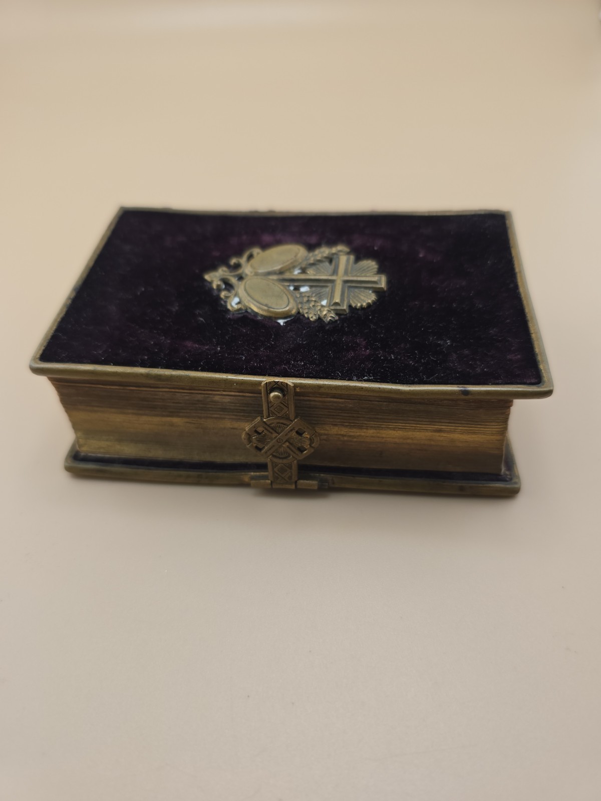 Antique 1860s Velvet German Prayer Book Brass