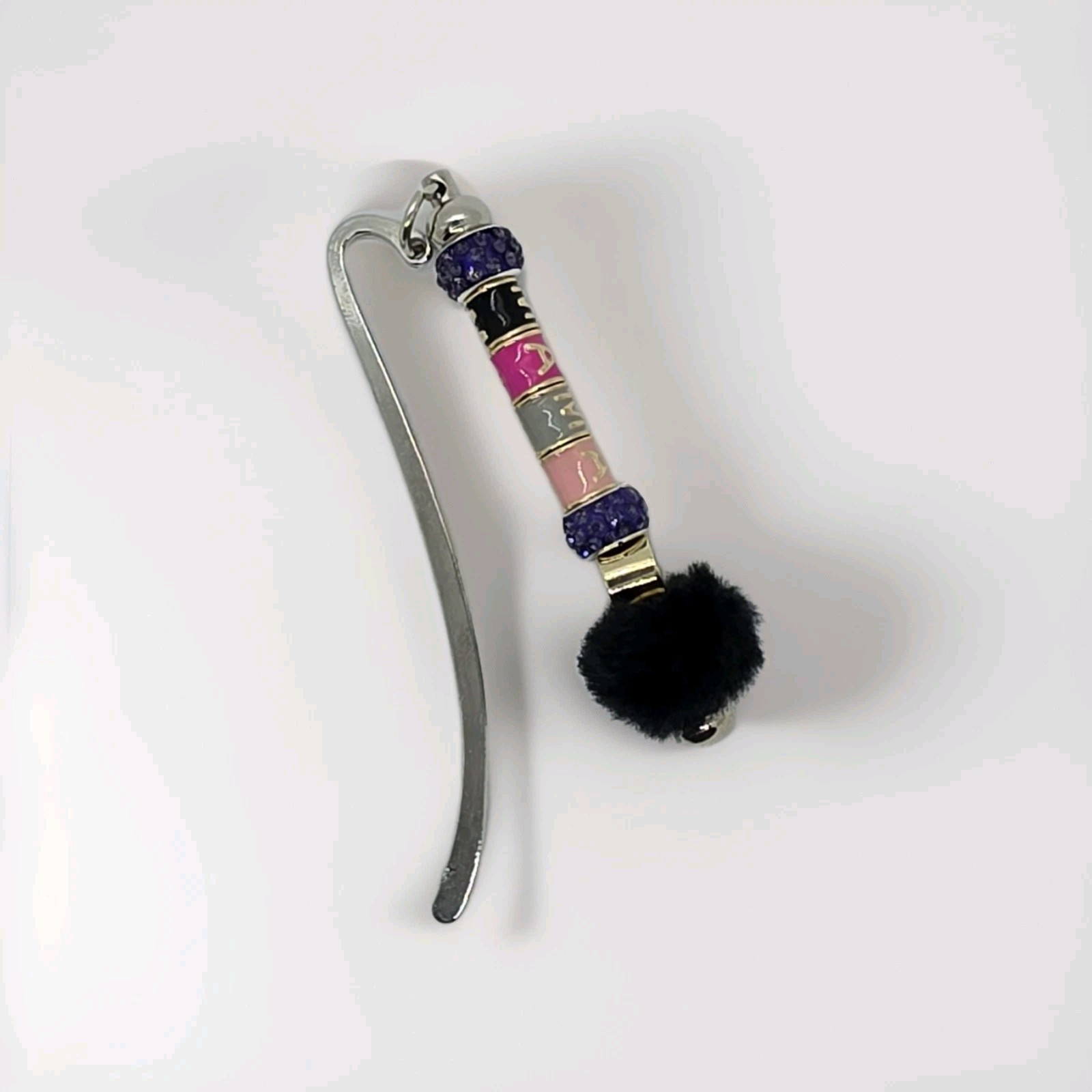 Beaded Bookmark Handcrafted Mama BEAR W/ faux Fur & Rhinestones 3.4″ In. Long.