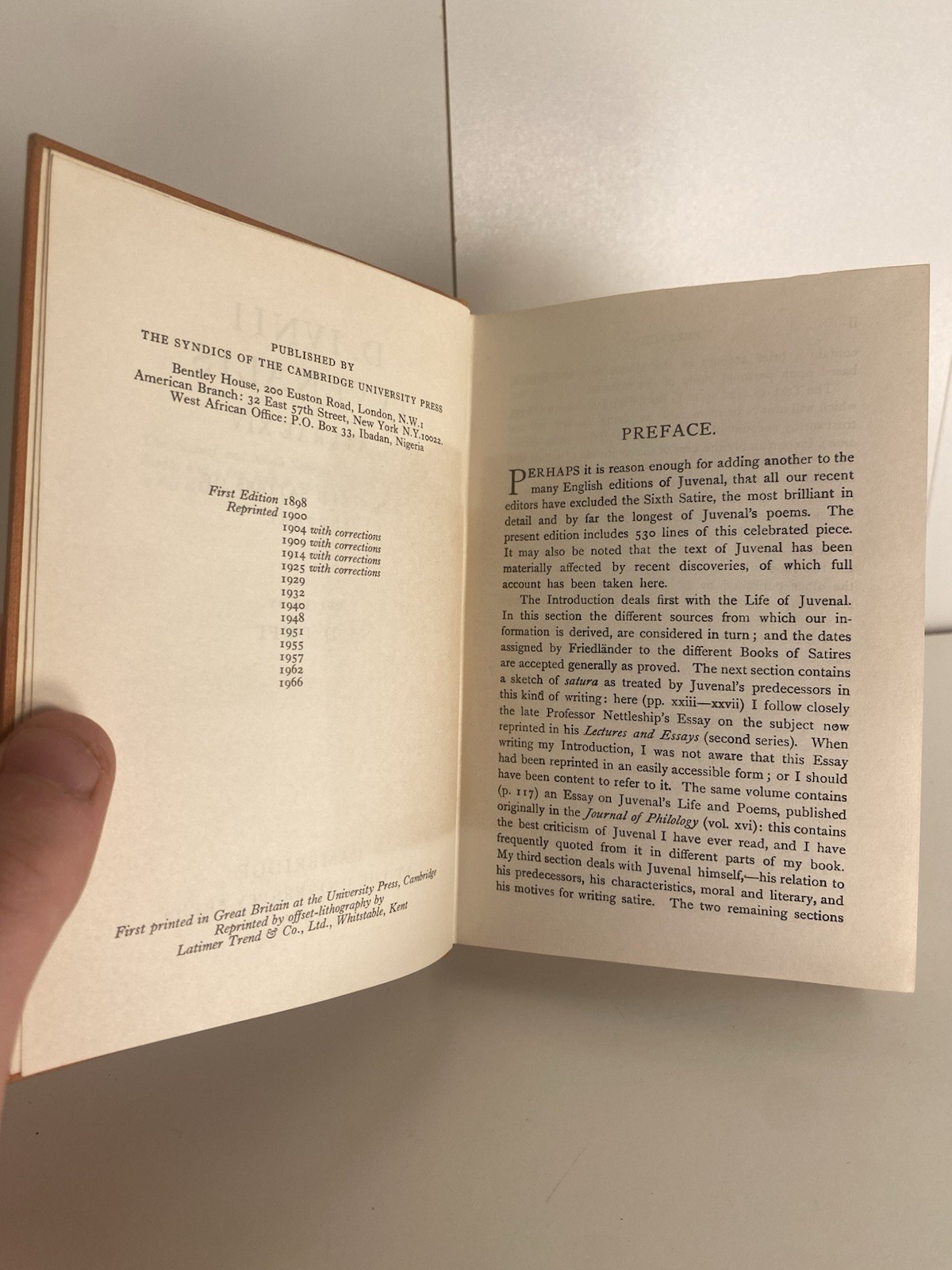 1966 14 Satires of Juvenal Cambridge University Press Vintage Hardcover