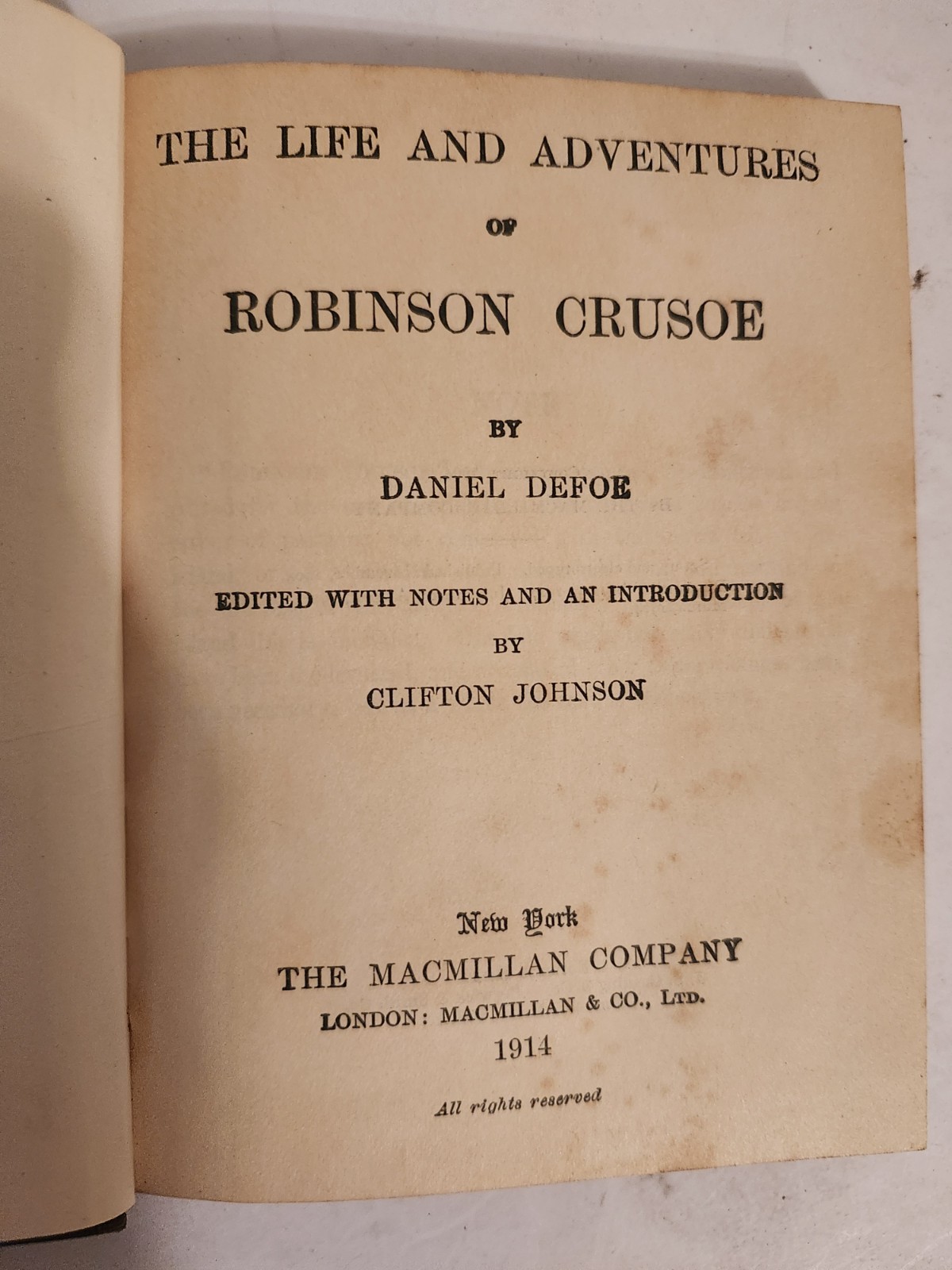 Daniel Defoe Robinson Crusoe Hardcover 1914 Macmillan Illustrated