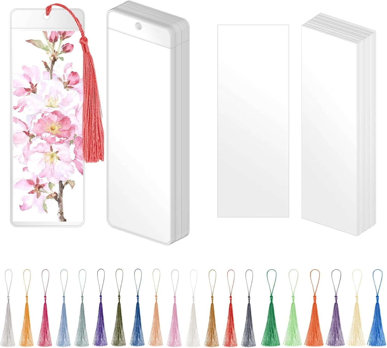 80 Pack Paper Bookmarks with Sleeves & Tassels, Blank White Cardstock Bookmar…