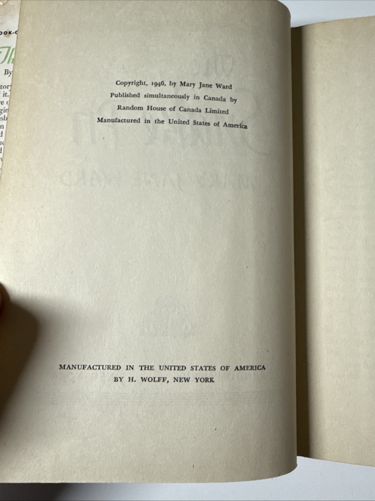 The Snake Pit By Mary Jane Ward 1946 Book Club Edition HC/DJ