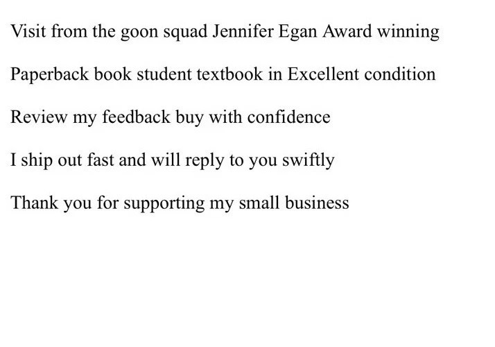 Visit from the goon squad book Jennifer Egan award winning novel FREE SHIPPING