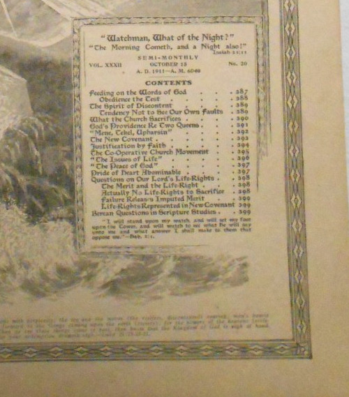 WATCHTOWER Volume XXXII Number 20 Pages 385 to 400 OCTOBER 15, 1911