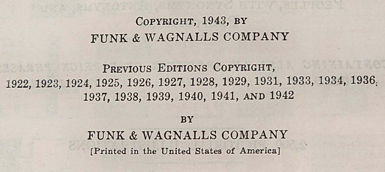 FUNK AND WAGNALLS PRACTICAL STANDARD DICTIONARY OF THE ENGLISH LANGUAGE SET 1945