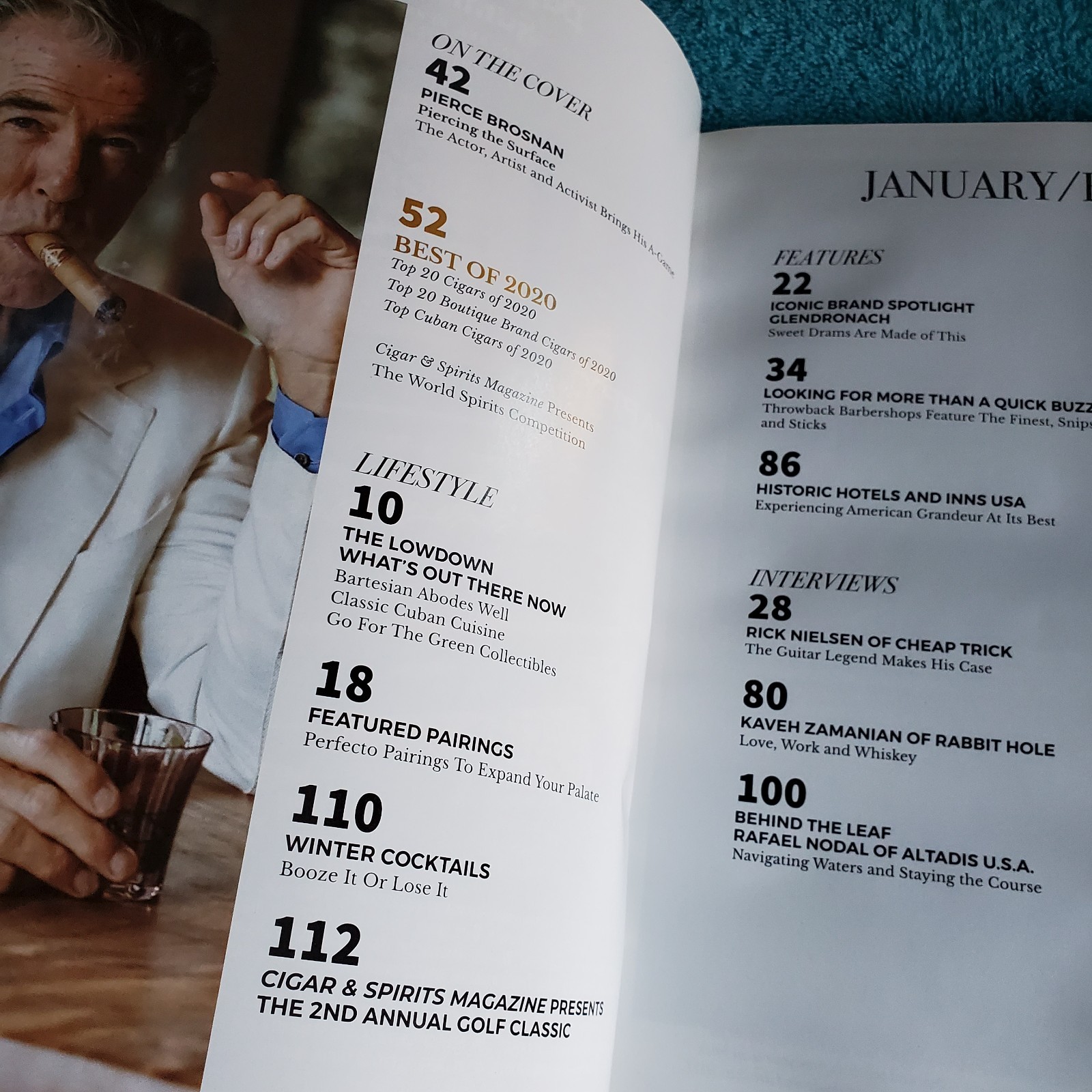 PIERCE BROSNAN cover CIGAR & SPIRITS 2021 Gentleman’s Lifestyle Magazine~Actor