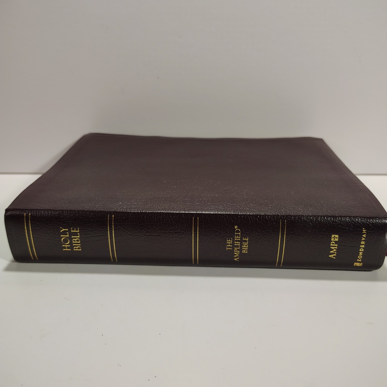Amplified Holy Bible Large Print Brown Leather Zondervan Red Letter Ribbon…