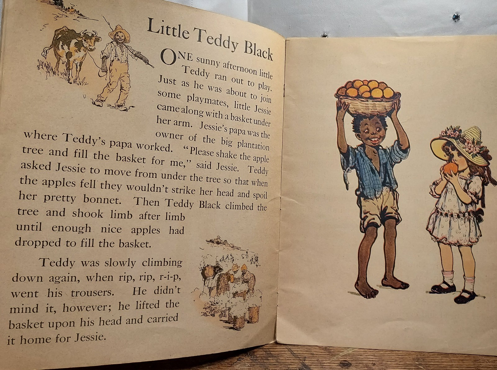 Pair Of Antique Children’s Books 1916 – 1918 One Rhyme Is Racist Caution