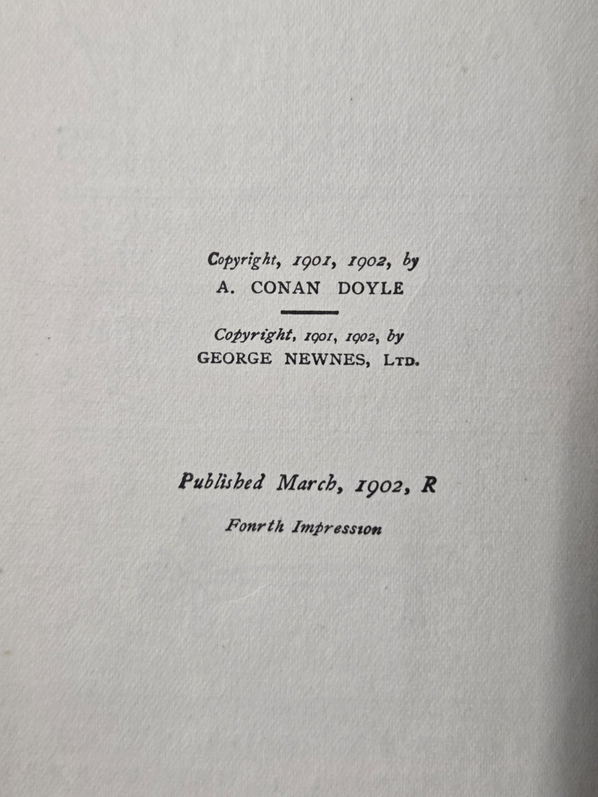 1902 Hound of the Baskervilles Arthur Conan Doyle 4th Imp George Newnes HC