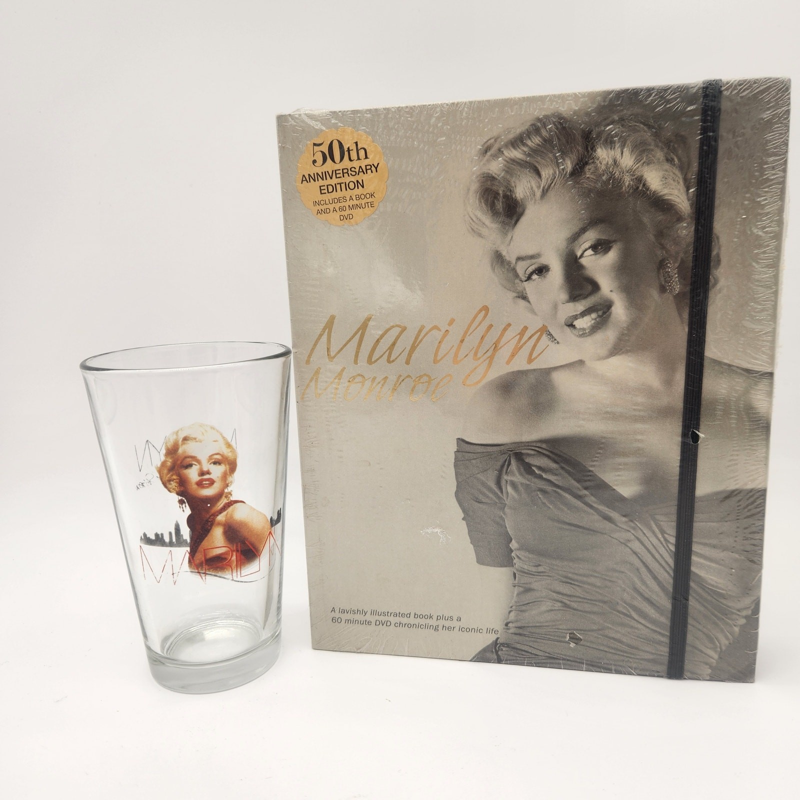 NWTMarilyn Monroe 50th Anniversary Book & DVD With 16oz. Glass Signed Sam Shaw