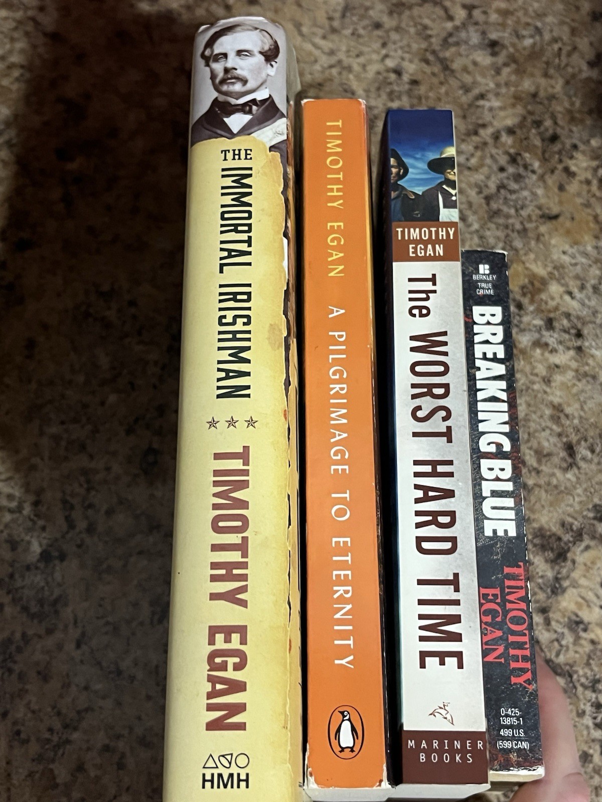4 Book Lot Timothy Egan Immortal Irishman Worst Hard Time Breaking Blue