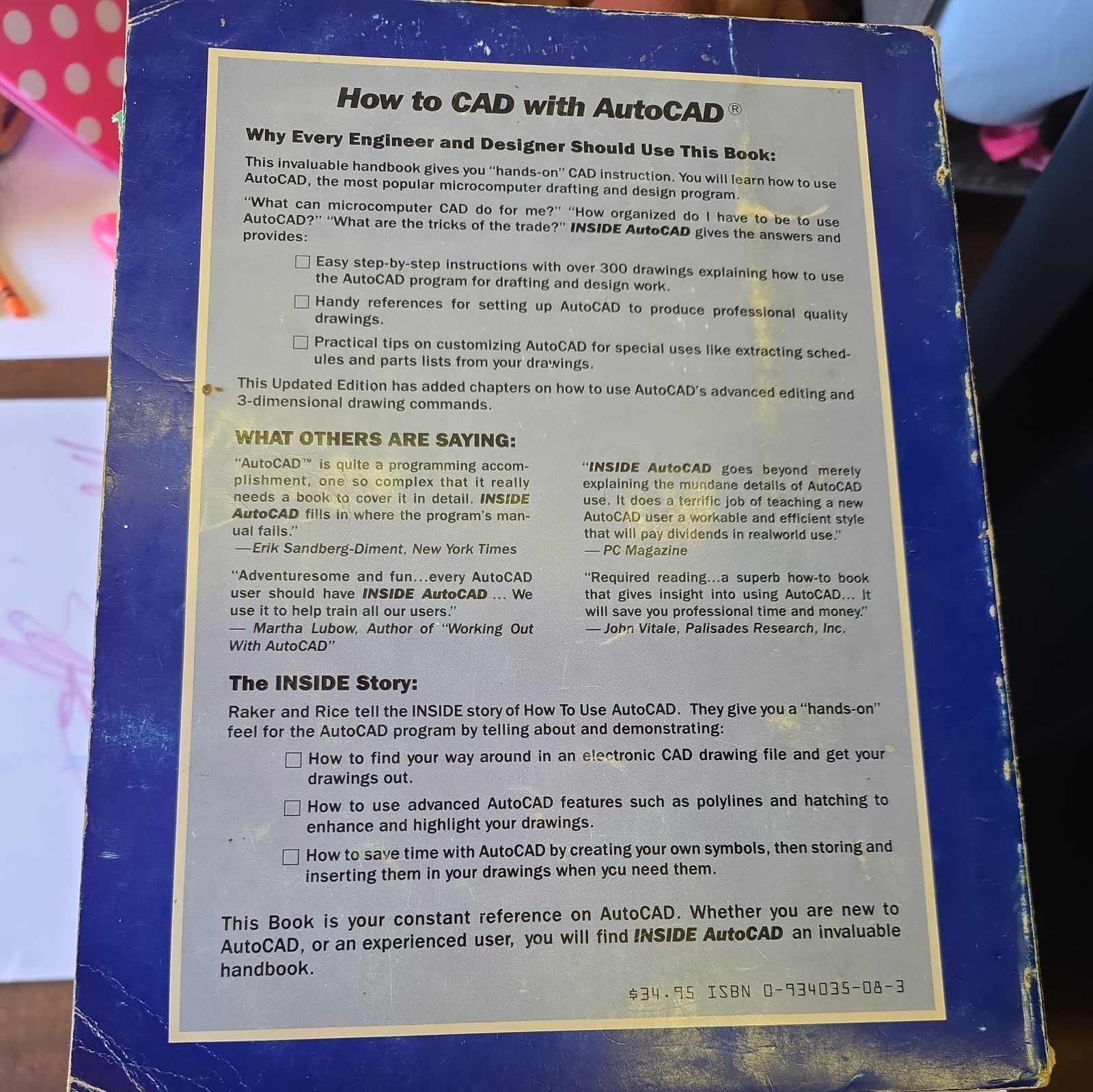 INSIDE AUTOCAD , RAKER AND RICE Book Used