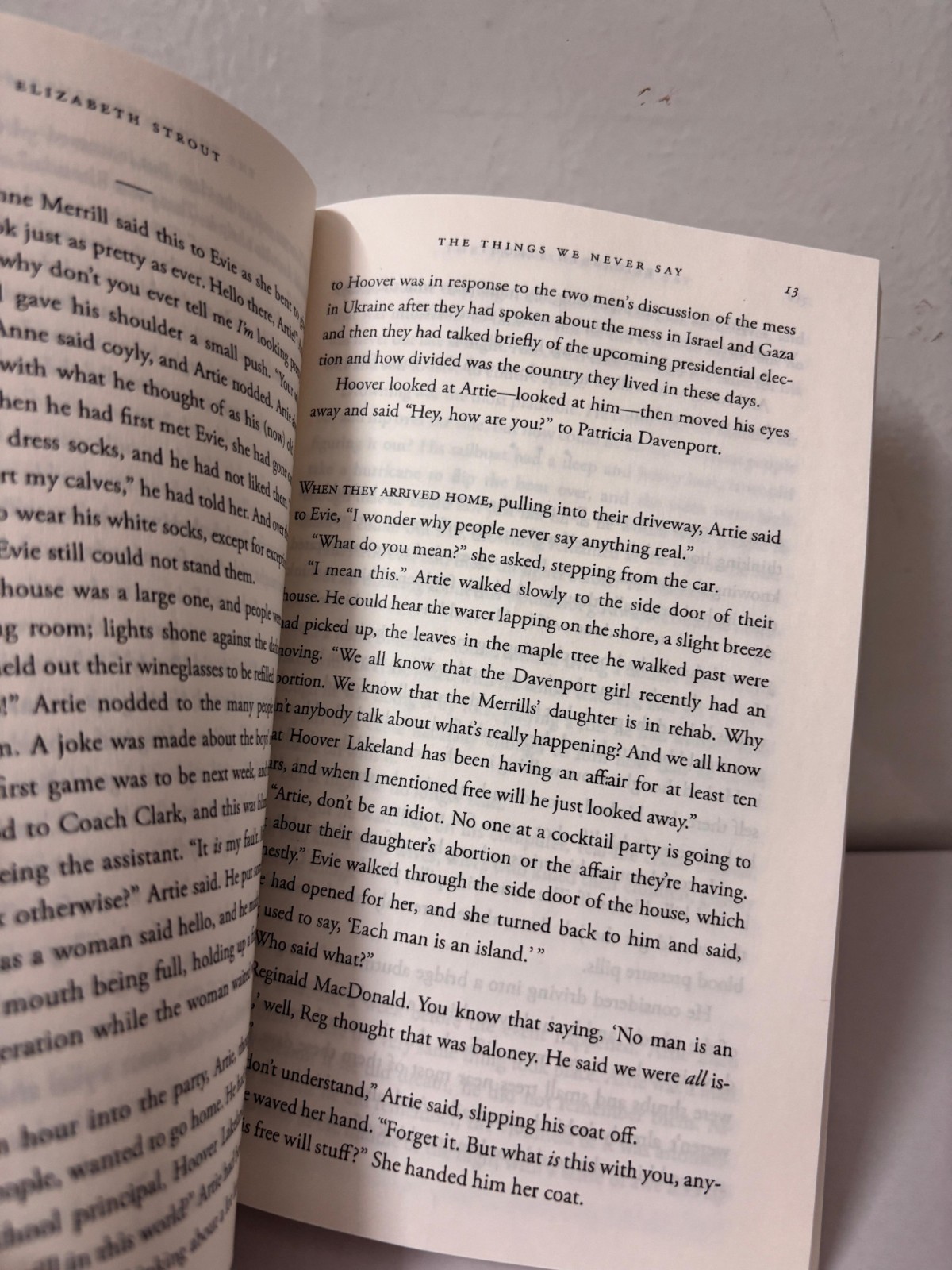 The Things We Never Say by Elizabeth Strout Paperback New Book