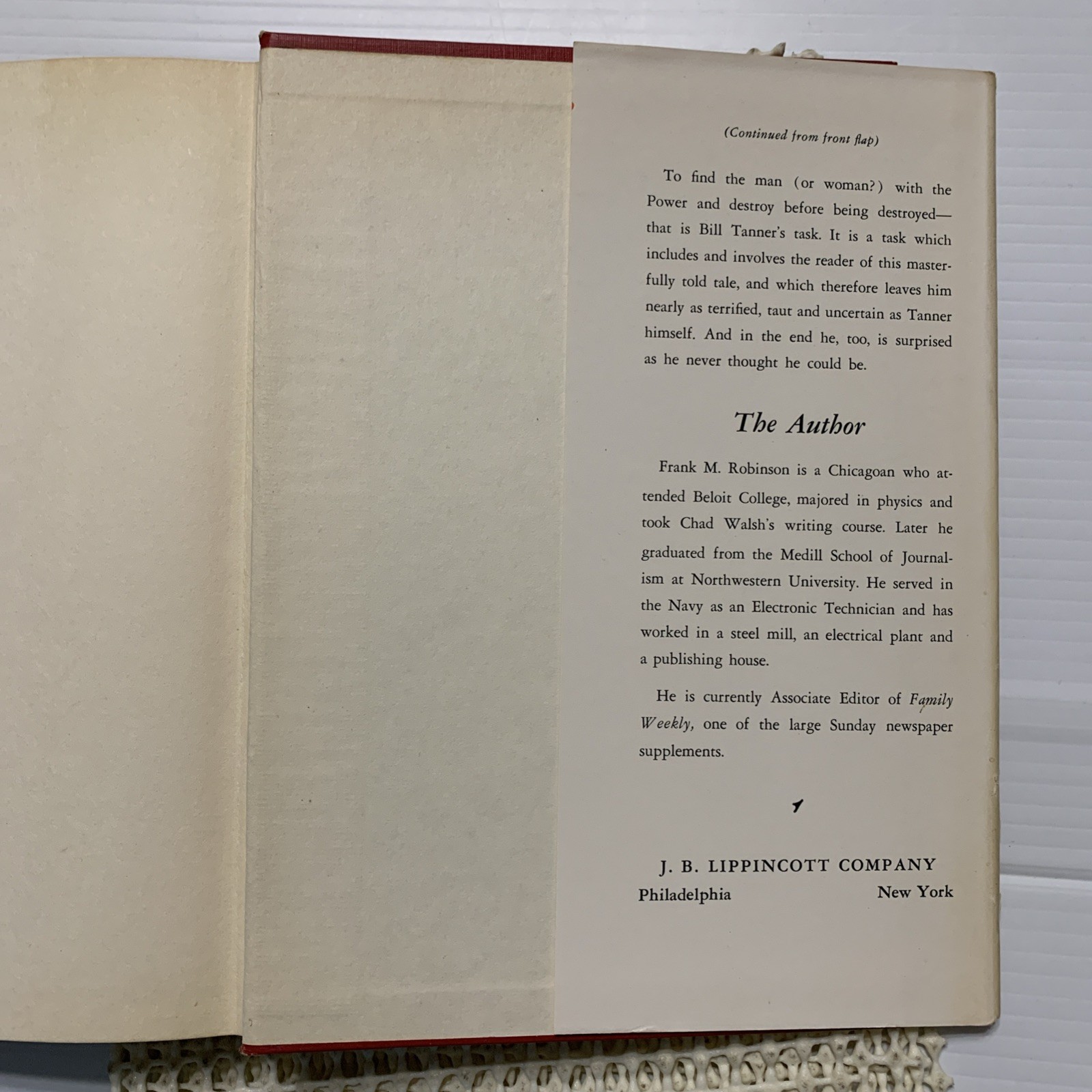 Frank M. Robinson The Power 1st Edition Lippincott Printing 1956 In Dust Jacket