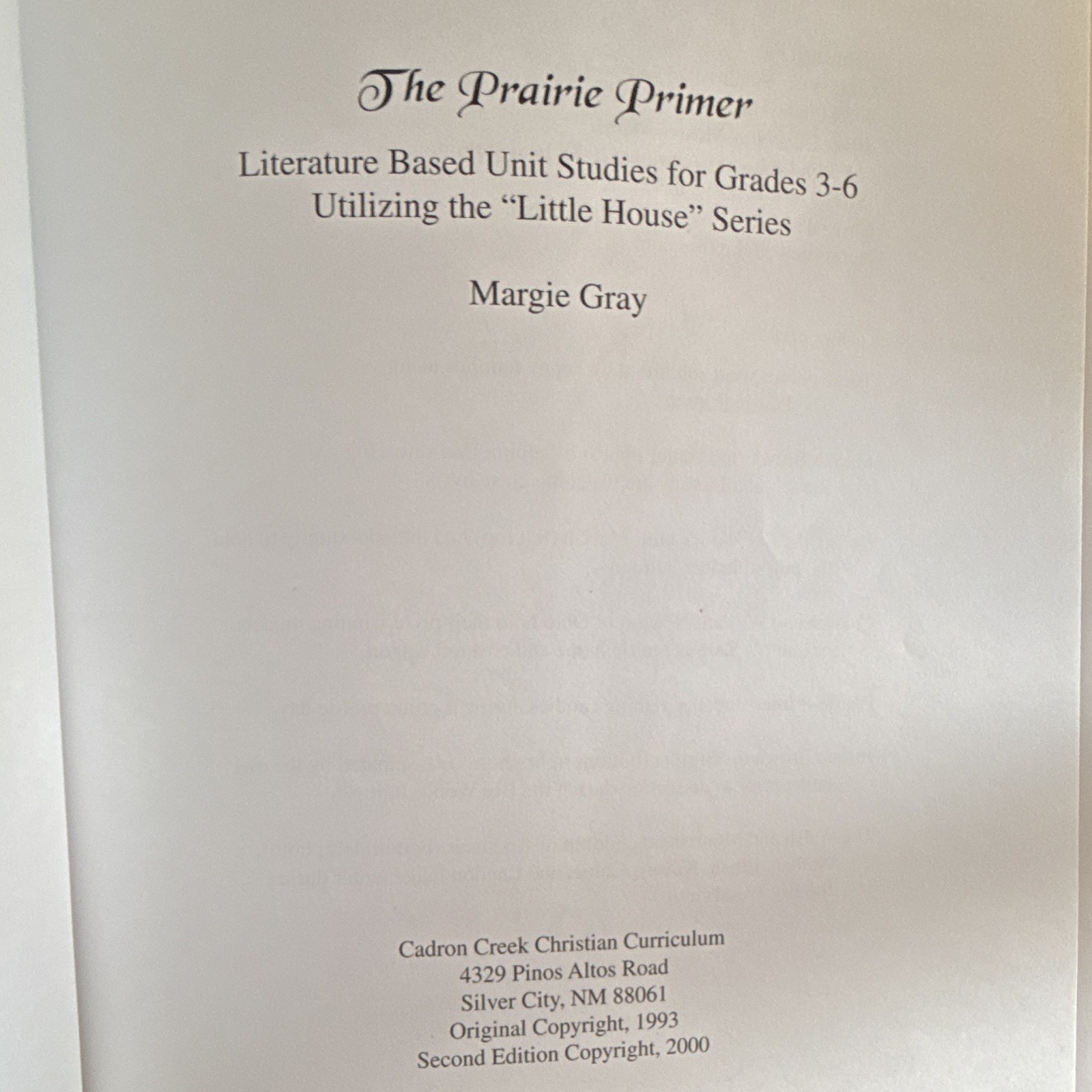 The Prairie Primer 2nd Ed Paperback Study Guide Margie Gray Little House