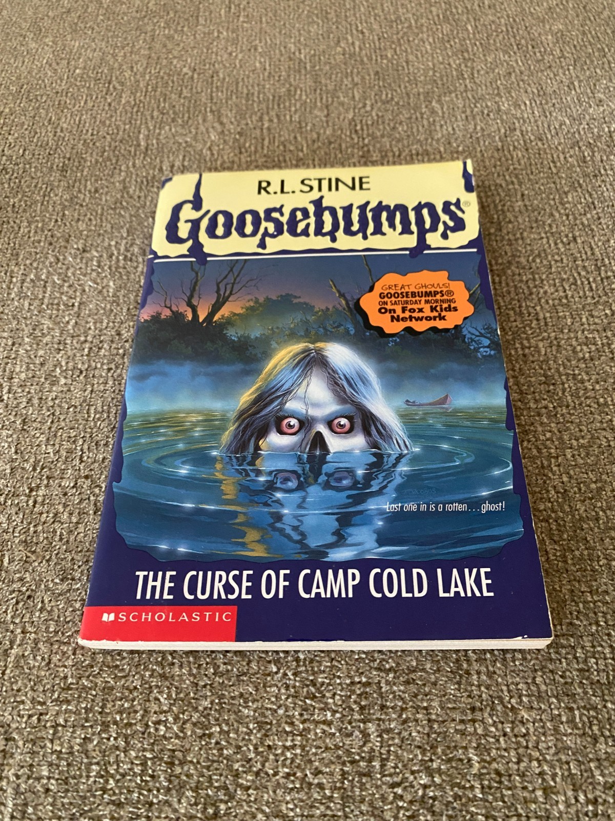 LN 1st print Goosebumps #56 The Curse of Camp Cold Lake w/att bookmark & cards