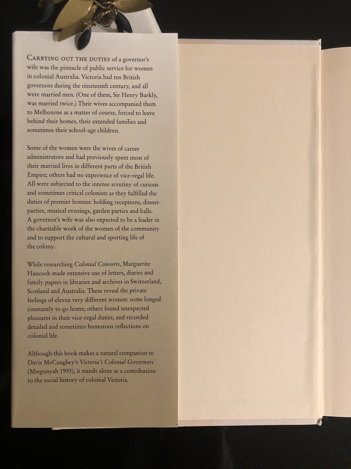 Signed Copy M.Hancock Colonial Consorts Lim.Ed. 37/1250 MUP 2001 HC DJ LN 🇦🇺