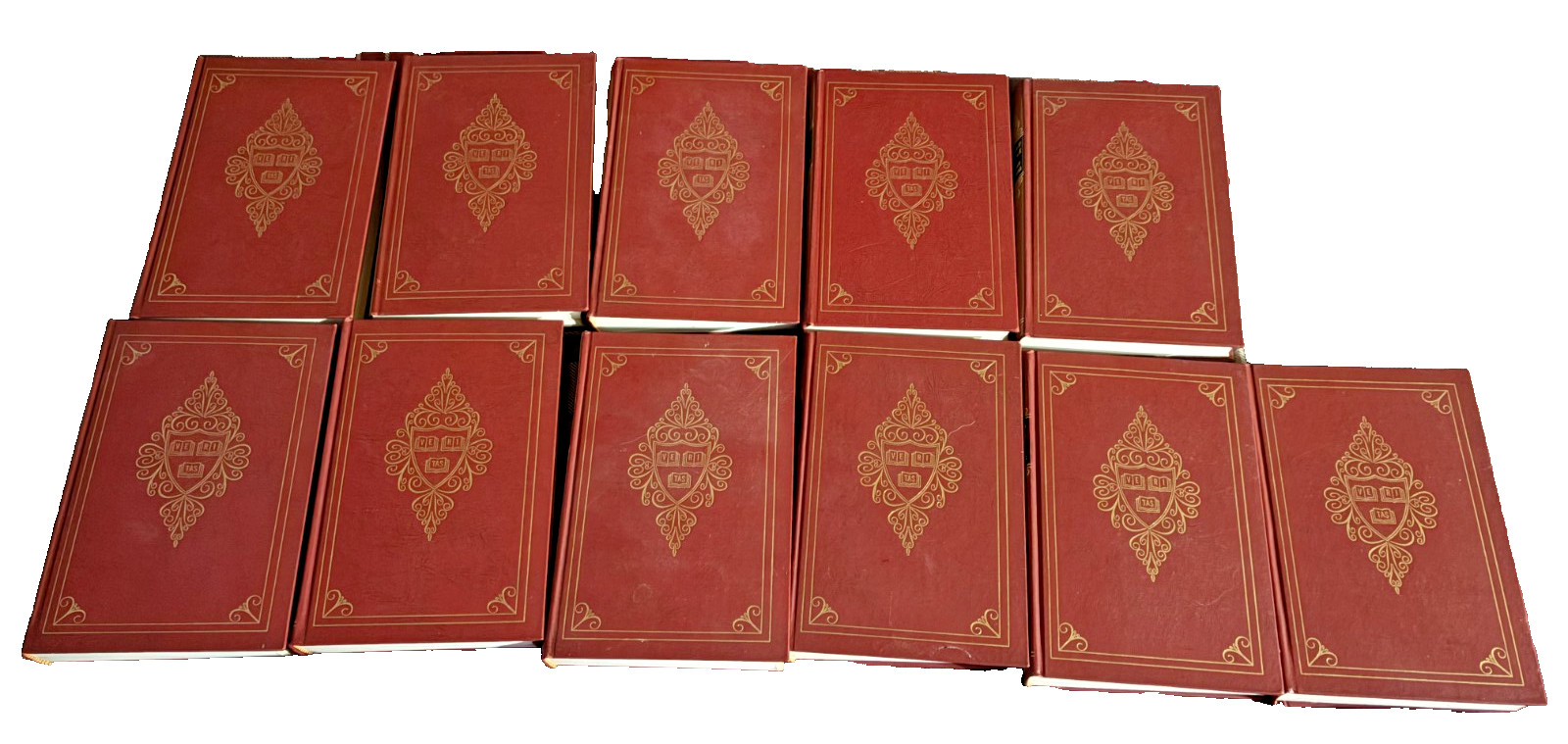 11 volumes of the Harvard Classics 5,6 8-16 red covers gilt 1965 edition VGC