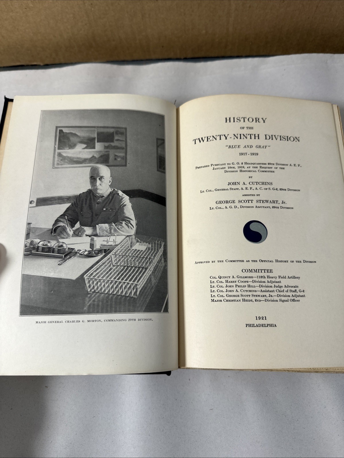 History Twenty Ninth Division by Cutchins SIGNED Provenance Gen. Jo Lane Stern