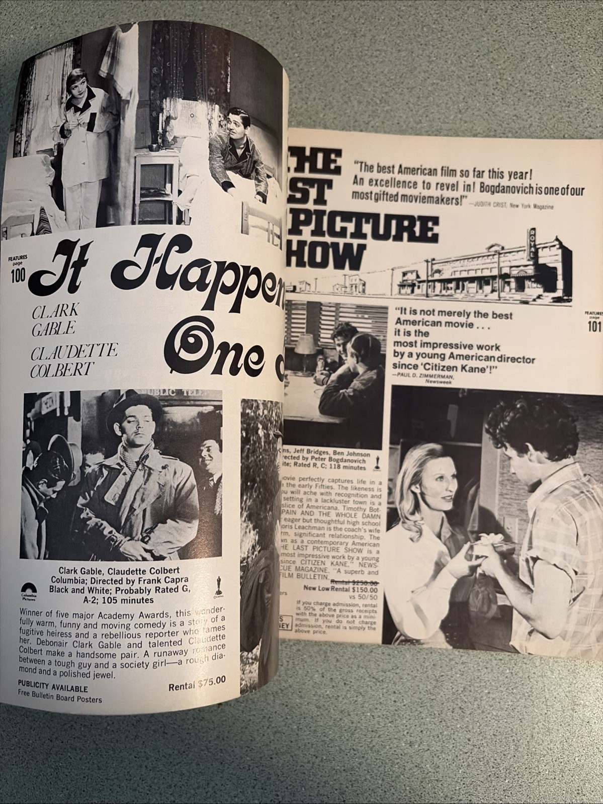 1978 MOVIES FROM SWANK Catalog 16mm Rentals Sting Clockwork Orange Taxi Driver