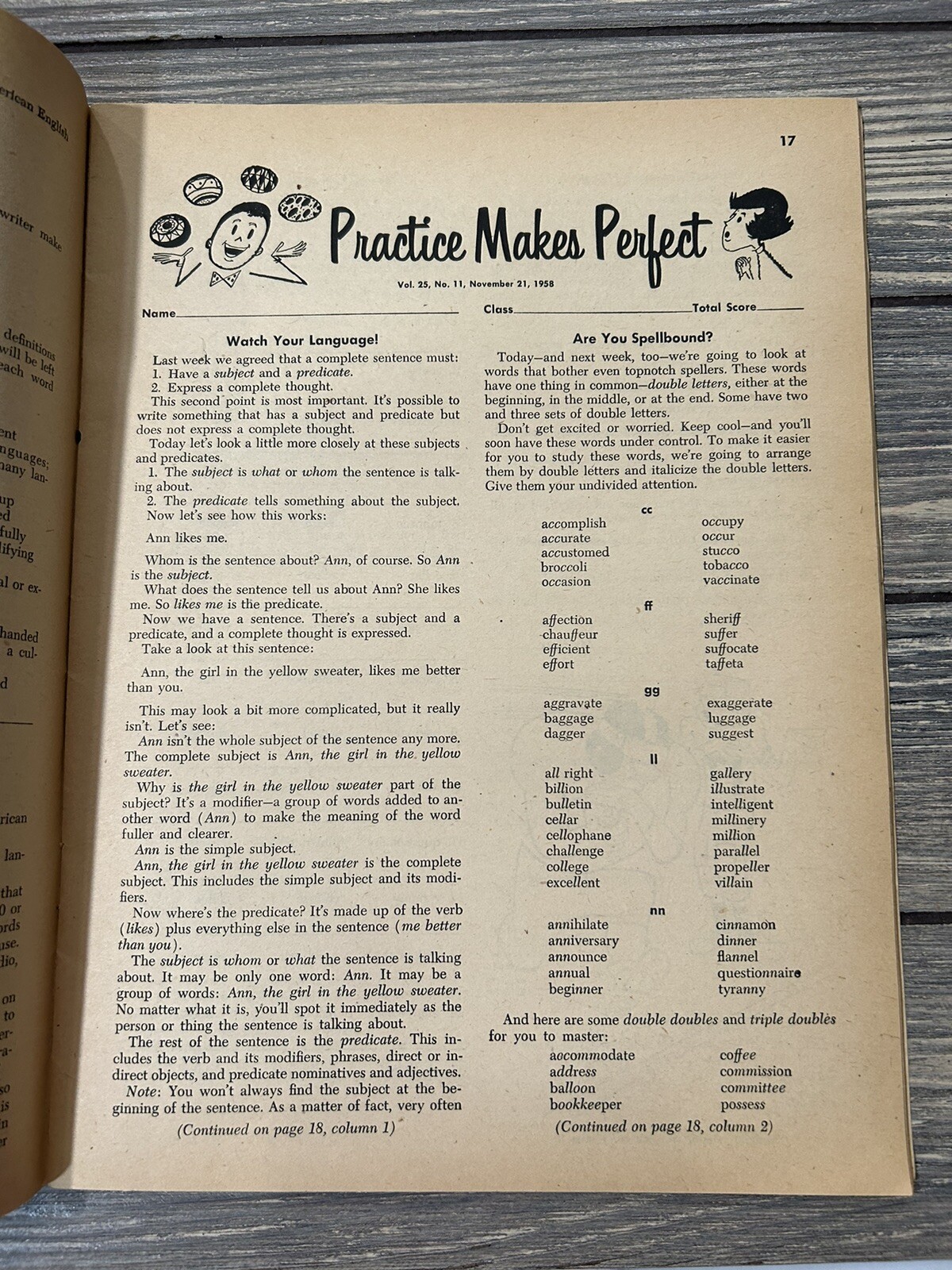 Vintage November 21 1958 Practical English A Scholastic Magazine Vol 25 No 11