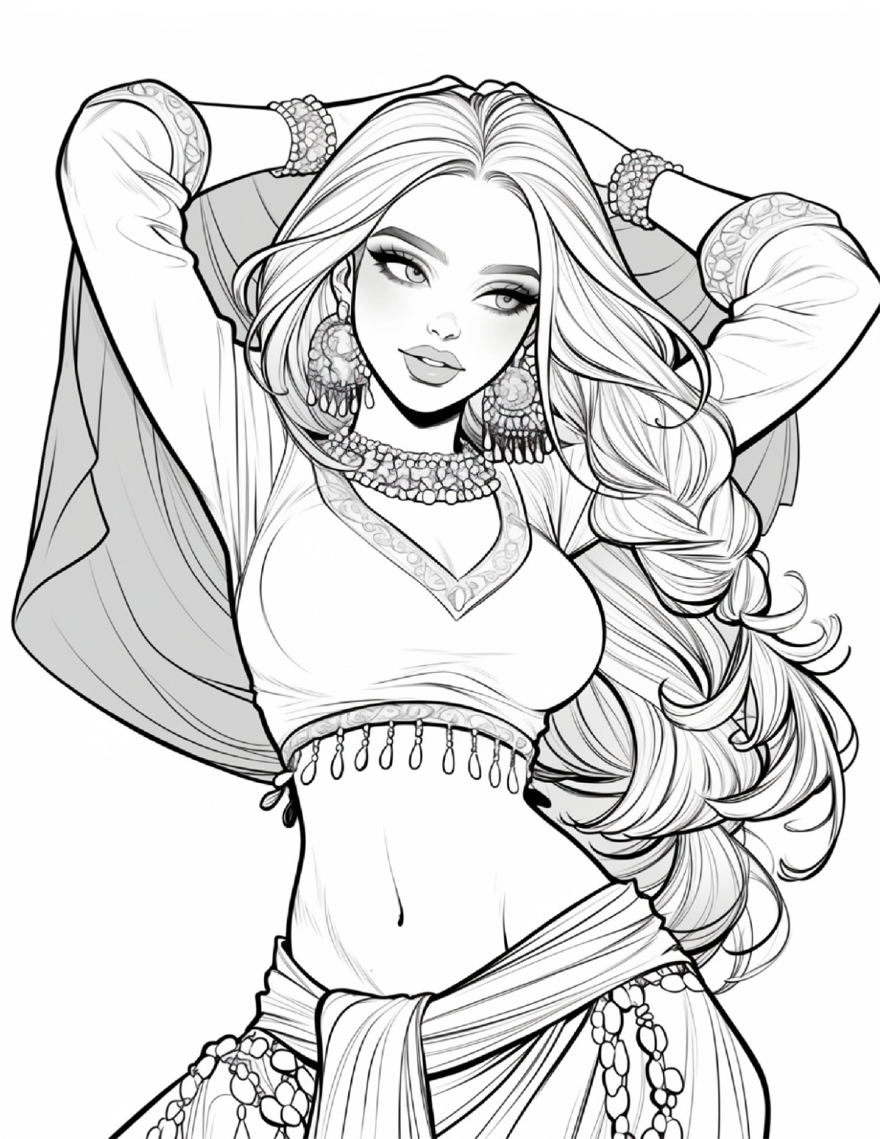 Belly Dance girls coloring bookLarge Print Easy Designs Stress Relief Coloring