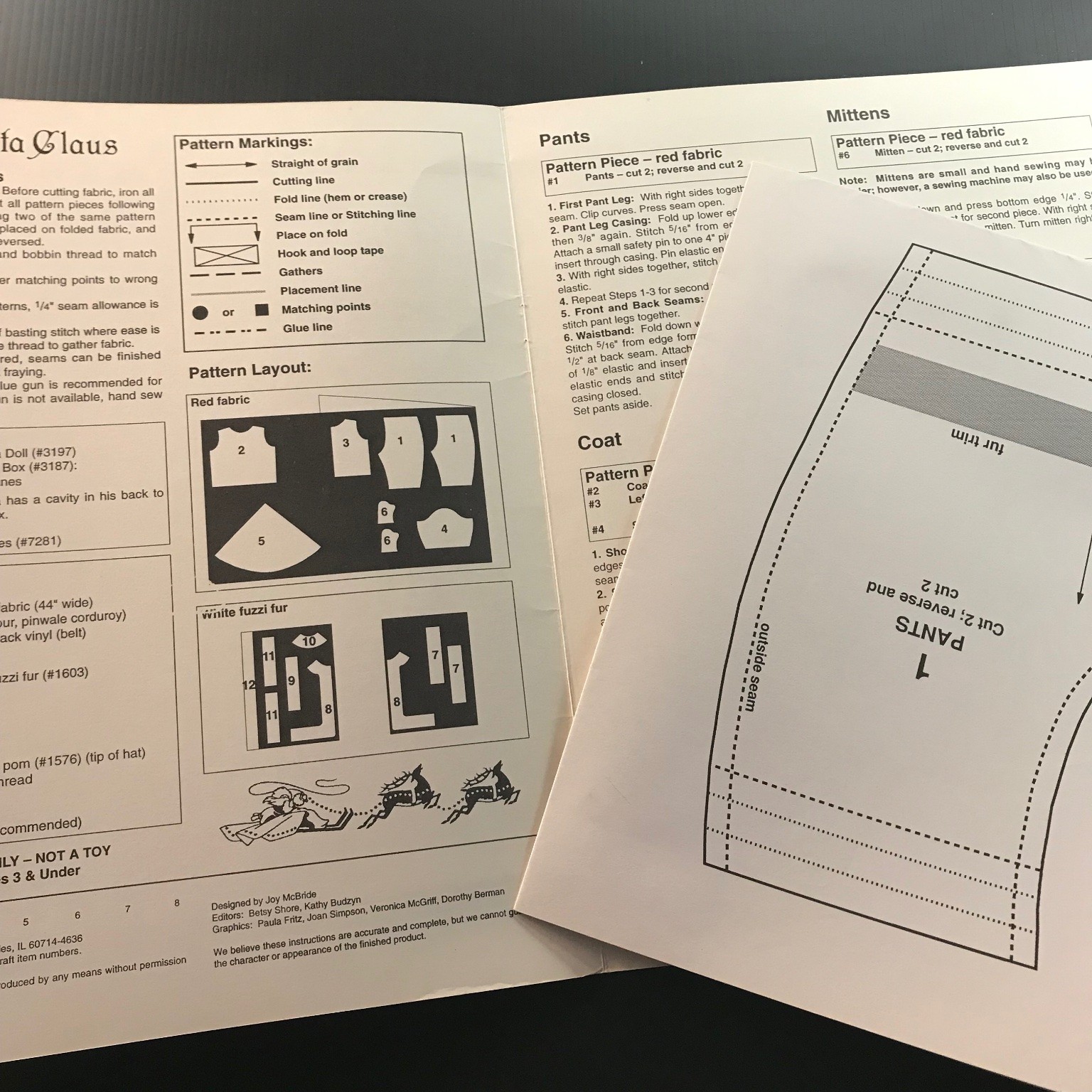 Santa Claus Fibre-Craft FCM302 1992 Pattern Book Doll Outfit Sewing