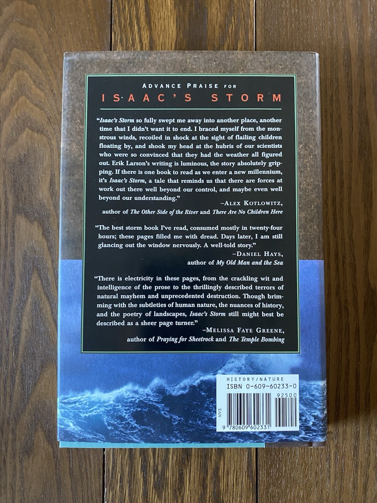 Isaac’s Storm 1999 Erik Larson HCDJ 1st Edition 6th Printing Signed by Author