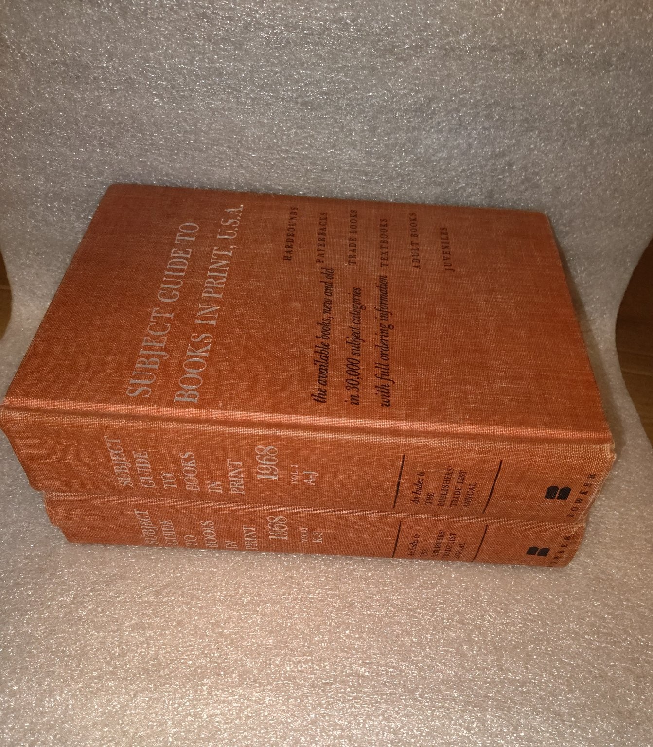 Subject Guide to Books in Print, U.S.A. 1968 12th Annual 2 Volume Set Reference