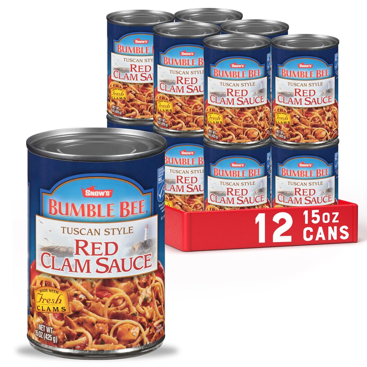 Bumble Bee Seafoods Snow’s Tuscan Red Clam Sauce 15oz 12 Pack