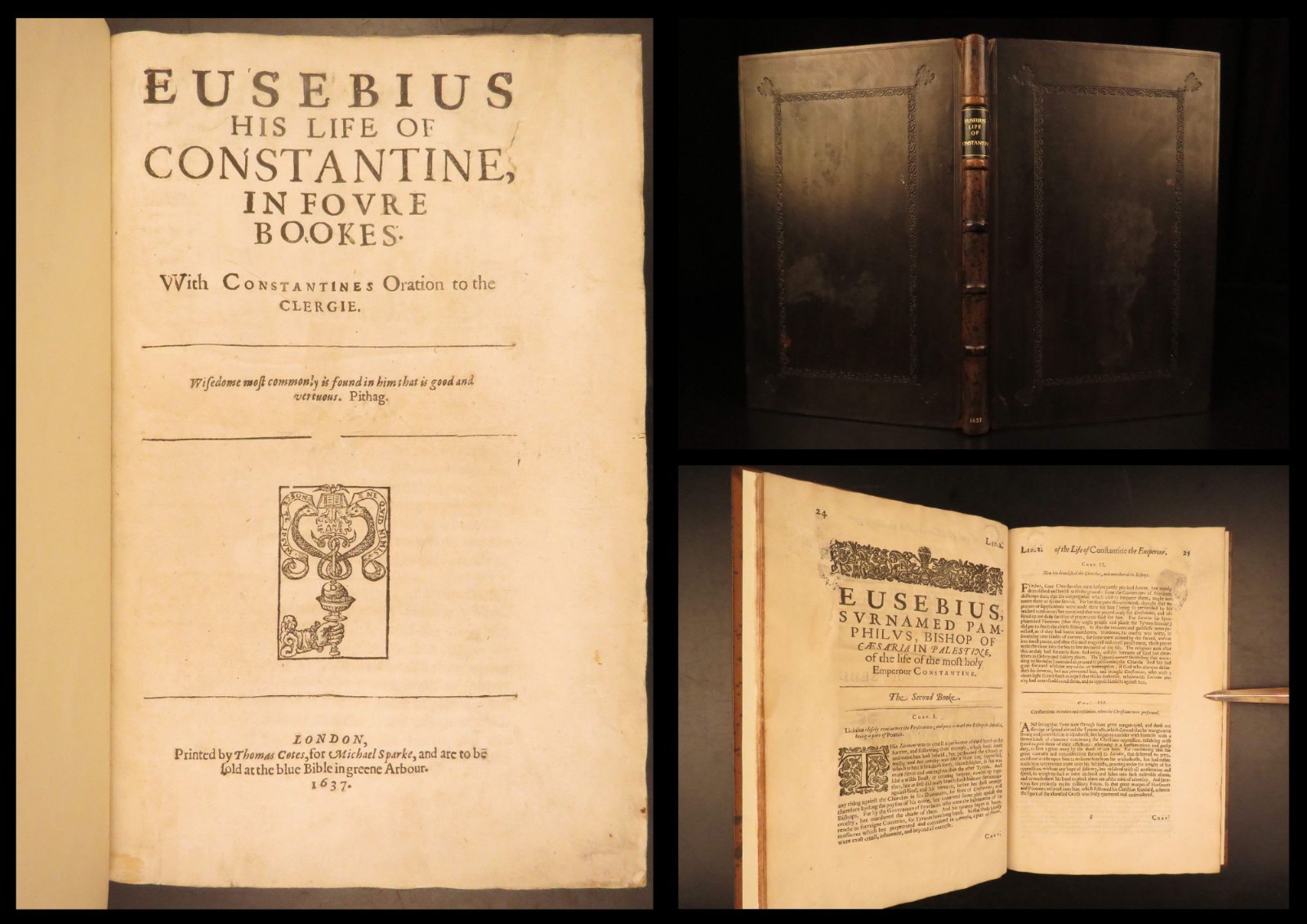 1637 – Life of Constantine – Eusebius | First English Edition, Beautiful Binding