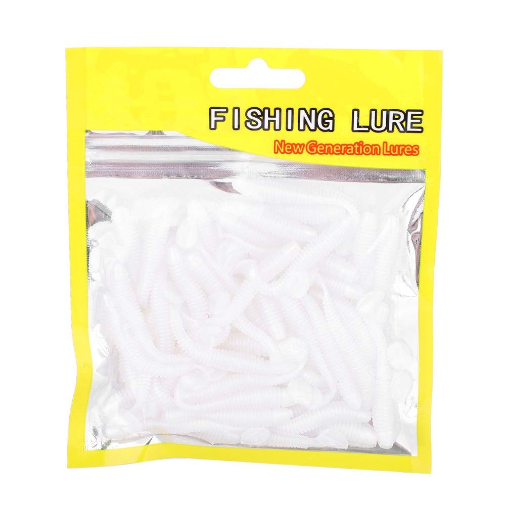 50 Pcs 5cm Soft Fishing Lures, Plastic Bait T As picture show, White